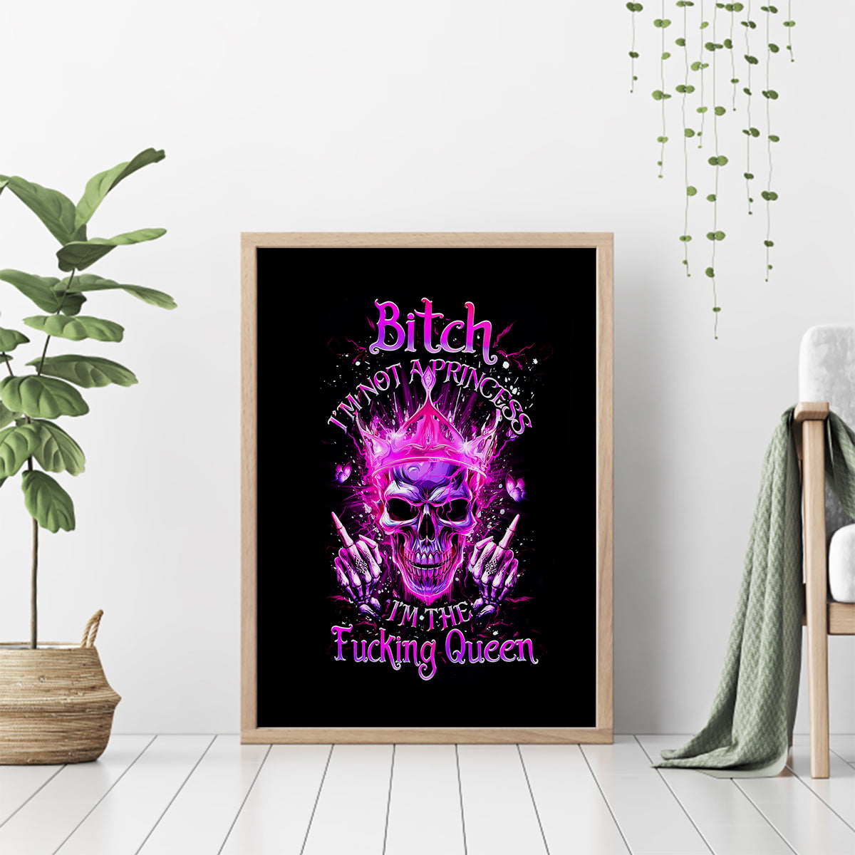 Queen Skull Canvas Wall Art Bitch I'm Not A Princess I'm The Fucking Queen - Wonder Print Shop