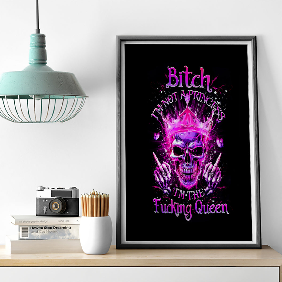 Queen Skull Canvas Wall Art Bitch I'm Not A Princess I'm The Fucking Queen - Wonder Print Shop
