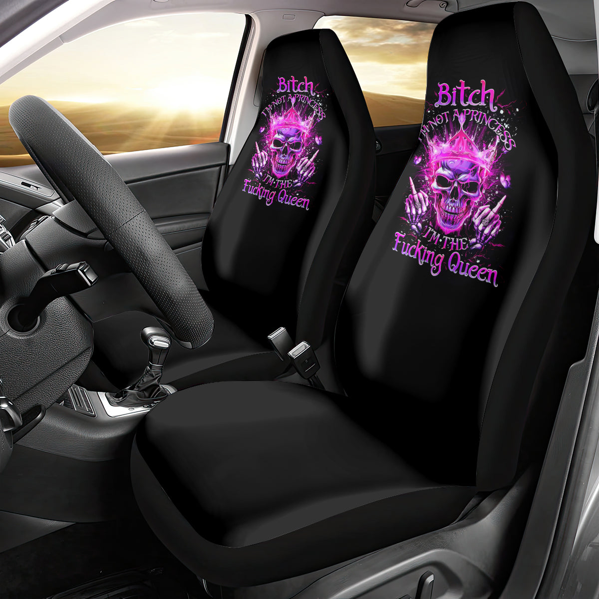 Queen Skull Car Seat Cover Bitch I'm Not A Princess I'm The Fucking Queen - Wonder Print Shop