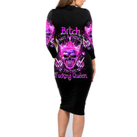 Queen Skull Family Matching Long Sleeve Bodycon Dress and Hawaiian Shirt Bitch I'm Not A Princess I'm The Fucking Queen - Wonder Print Shop