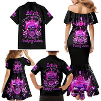 Queen Skull Family Matching Mermaid Dress and Hawaiian Shirt Bitch I'm Not A Princess I'm The Fucking Queen - Wonder Print Shop