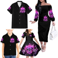 Queen Skull Family Matching Off Shoulder Long Sleeve Dress and Hawaiian Shirt Bitch I'm Not A Princess I'm The Fucking Queen - Wonder Print Shop