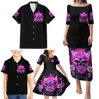 Queen Skull Family Matching Puletasi and Hawaiian Shirt Bitch I'm Not A Princess I'm The Fucking Queen - Wonder Print Shop