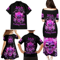 Queen Skull Family Matching Puletasi and Hawaiian Shirt Bitch I'm Not A Princess I'm The Fucking Queen - Wonder Print Shop