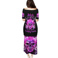 Queen Skull Family Matching Puletasi and Hawaiian Shirt Bitch I'm Not A Princess I'm The Fucking Queen - Wonder Print Shop