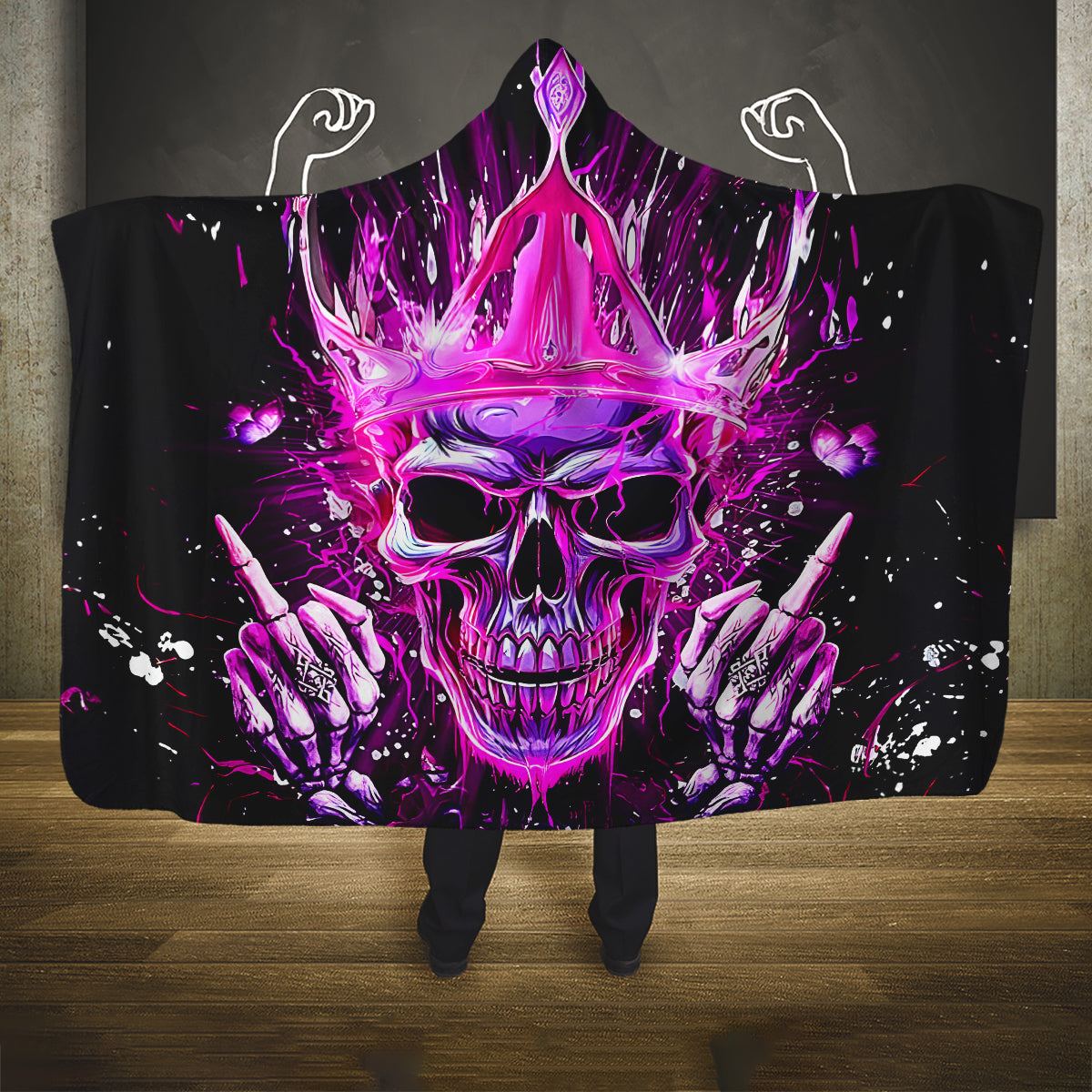 Queen Skull Hooded Blanket Bitch I'm Not A Princess I'm The Fucking Queen