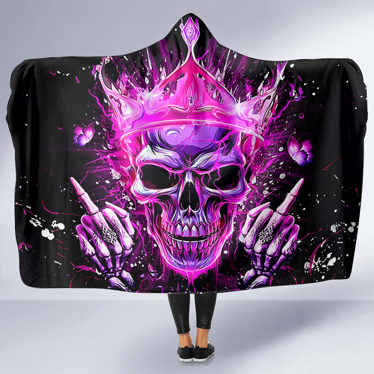 Queen Skull Hooded Blanket Bitch I'm Not A Princess I'm The Fucking Queen