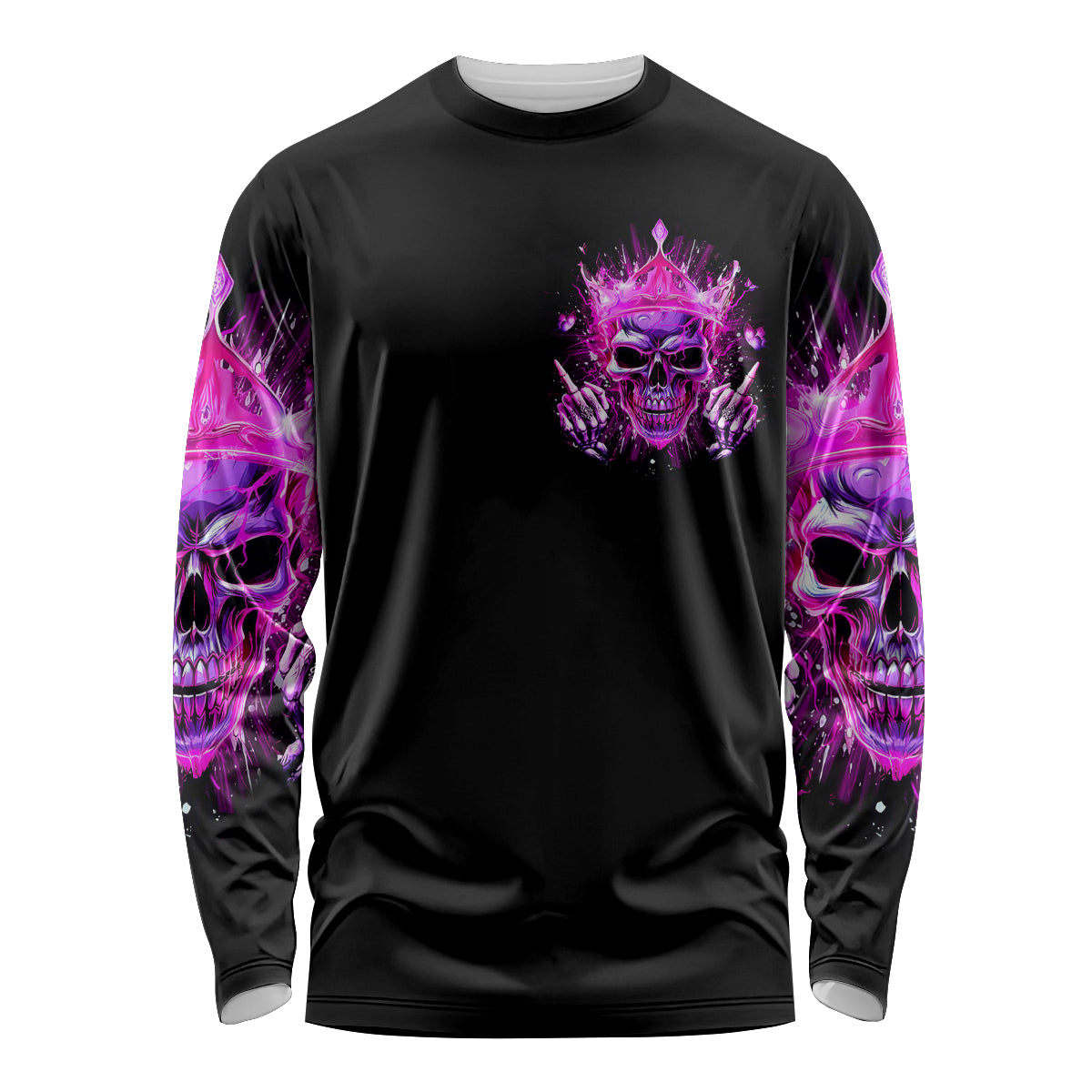 Queen Skull Long Sleeve Shirt Bitch I'm Not A Princess I'm The Fucking Queen - Wonder Print Shop