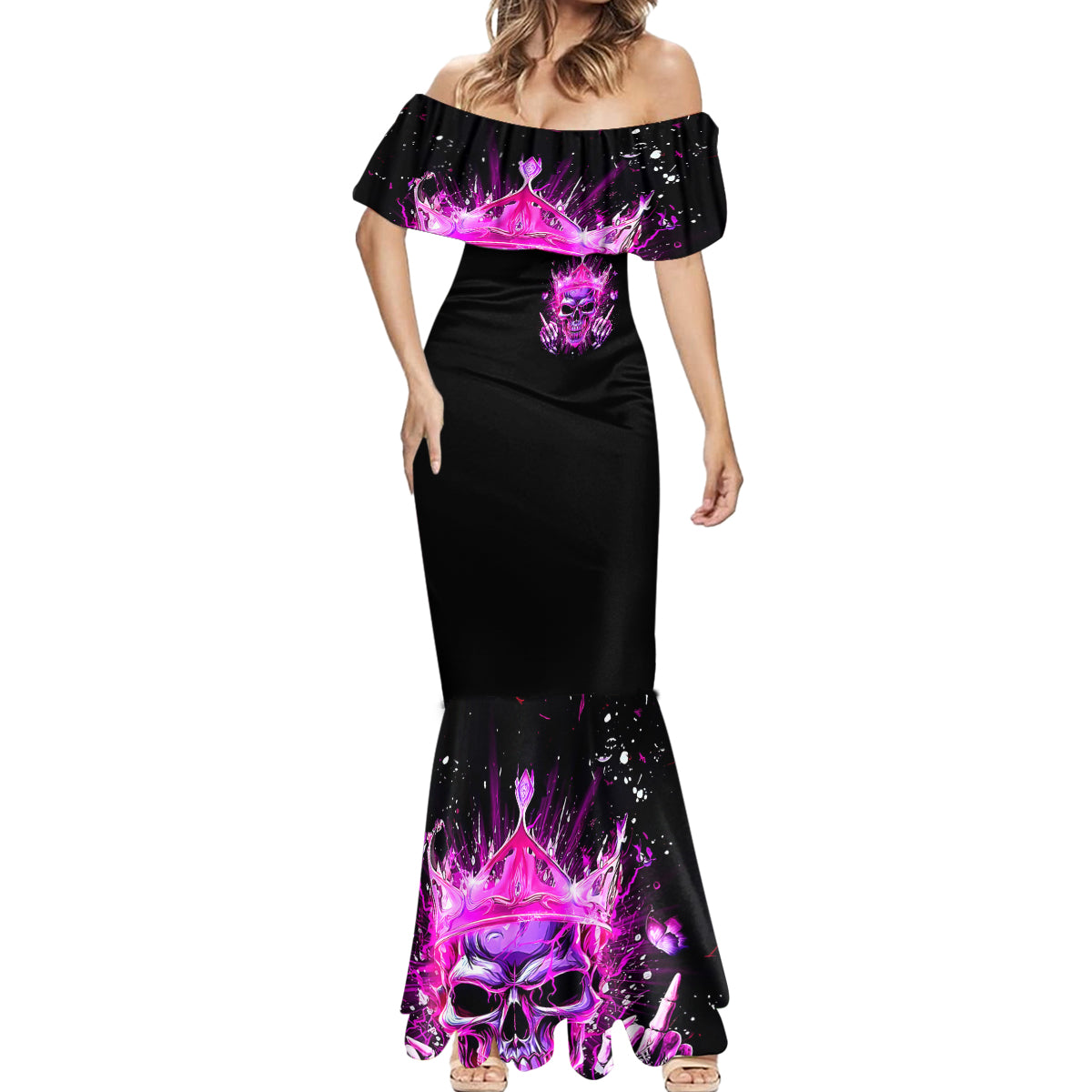 Queen Skull Mermaid Dress Bitch I'm Not A Princess I'm The Fucking Queen - Wonder Print Shop