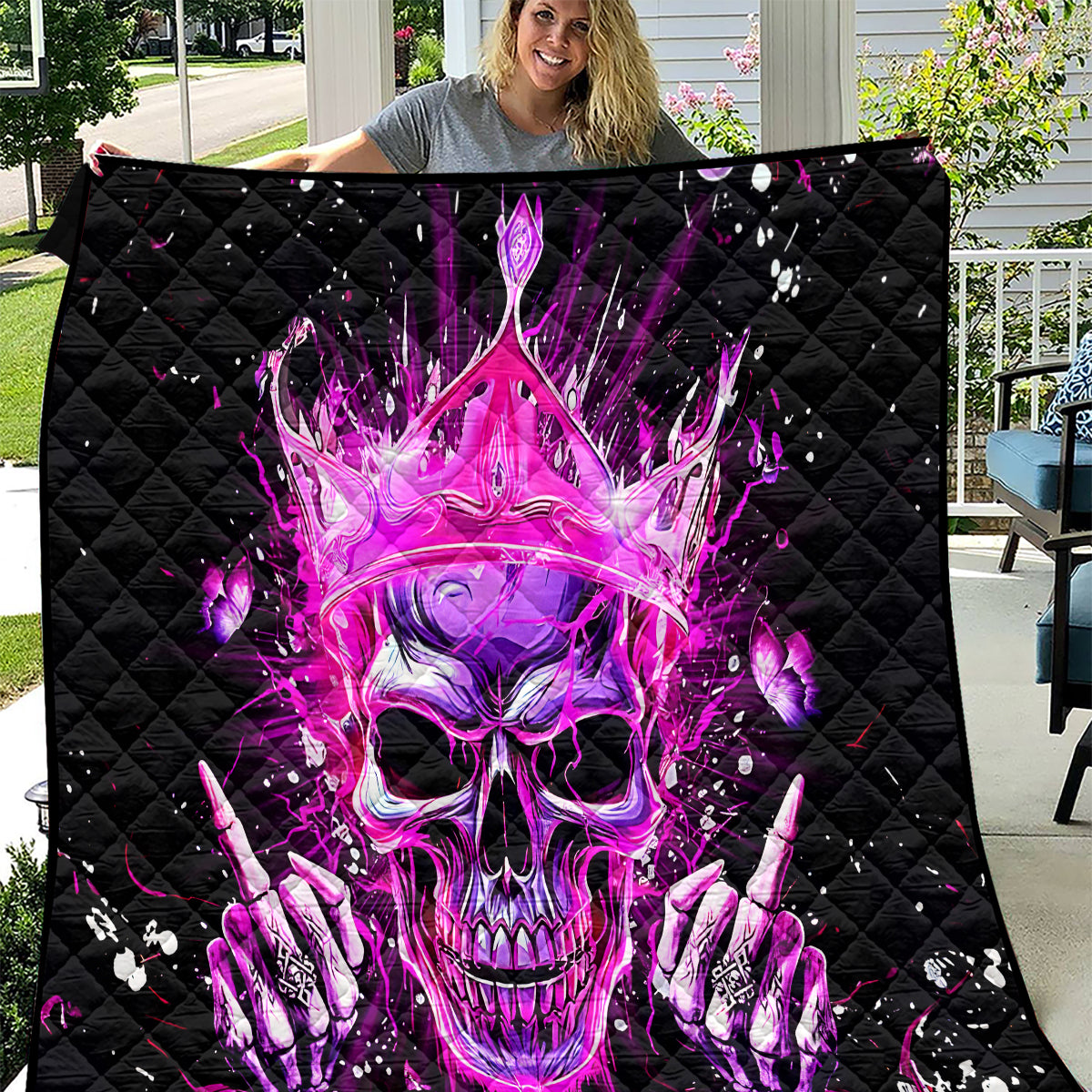 Queen Skull Quilt Bitch I'm Not A Princess I'm The Fucking Queen - Wonder Print Shop