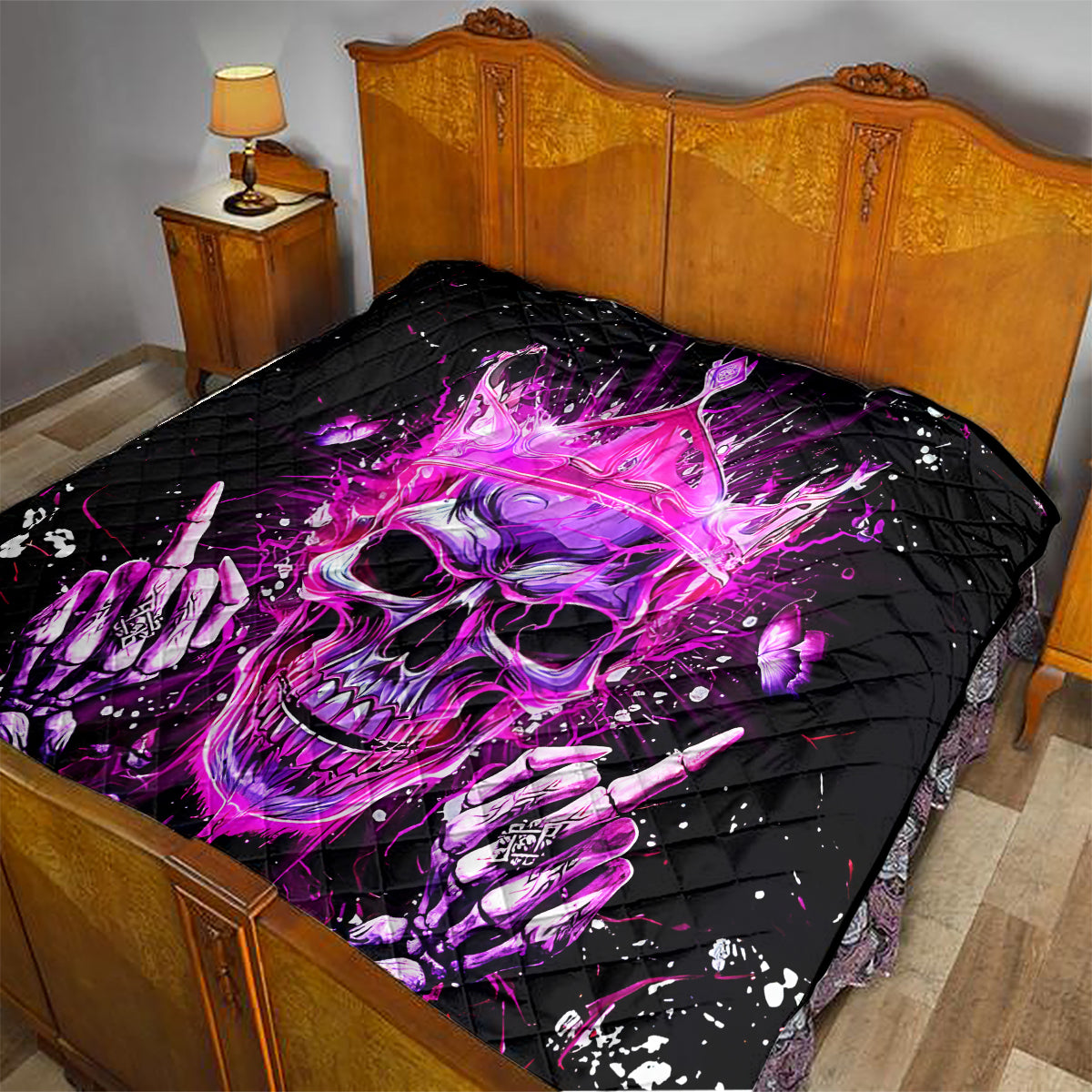 Queen Skull Quilt Bitch I'm Not A Princess I'm The Fucking Queen - Wonder Print Shop