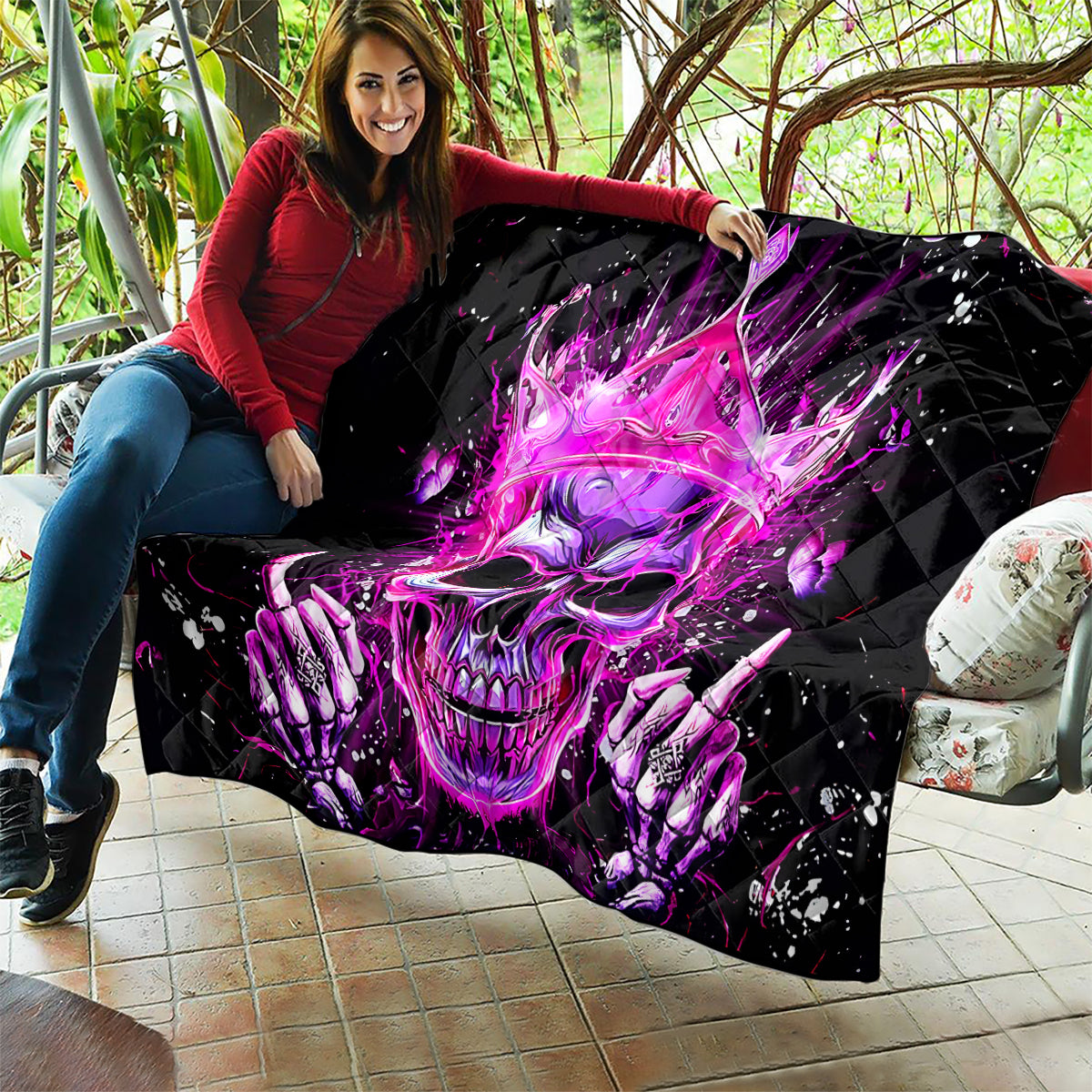 Queen Skull Quilt Bitch I'm Not A Princess I'm The Fucking Queen - Wonder Print Shop