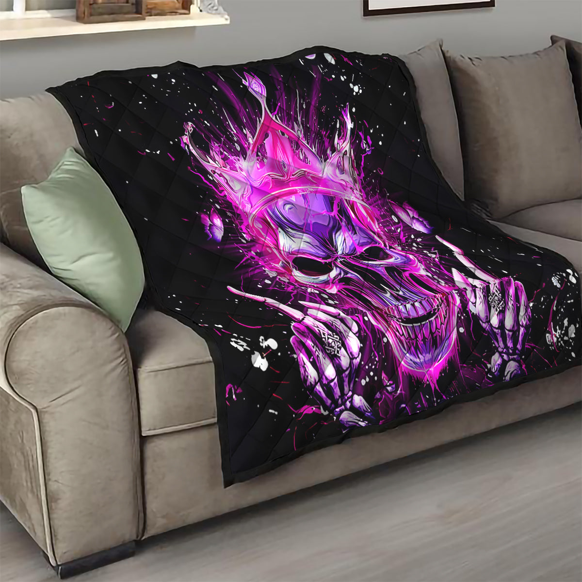 Queen Skull Quilt Bitch I'm Not A Princess I'm The Fucking Queen - Wonder Print Shop