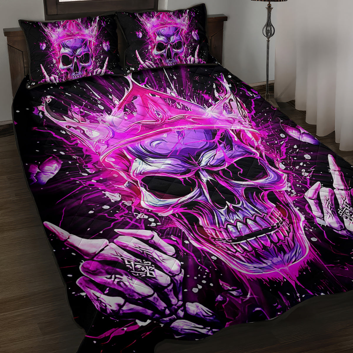Queen Skull Quilt Bed Set Bitch I'm Not A Princess I'm The Fucking Queen - Wonder Print Shop