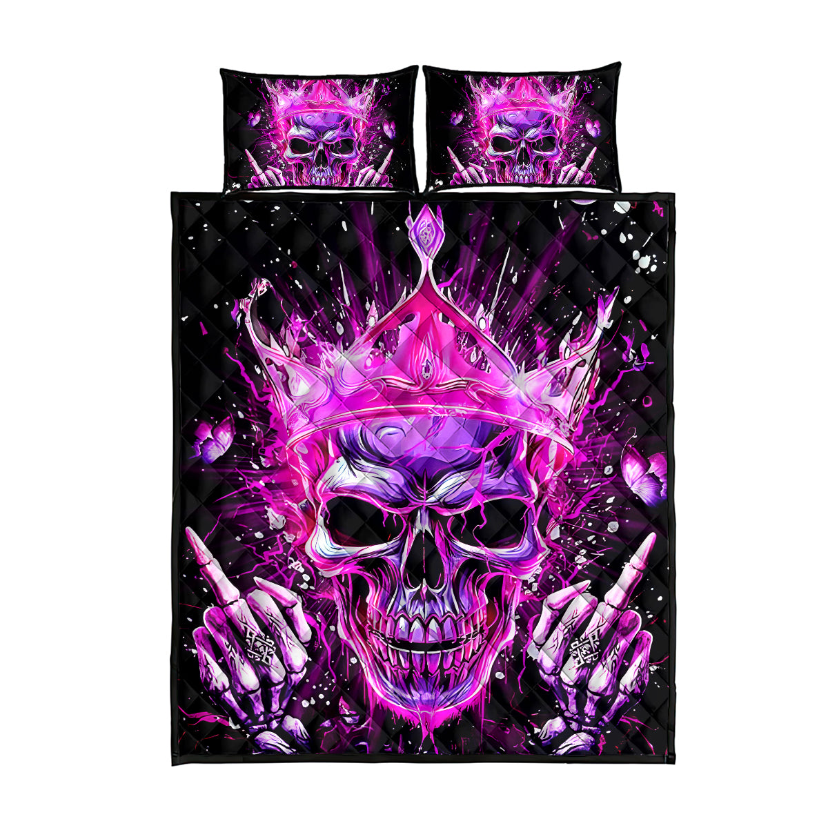 Queen Skull Quilt Bed Set Bitch I'm Not A Princess I'm The Fucking Queen - Wonder Print Shop