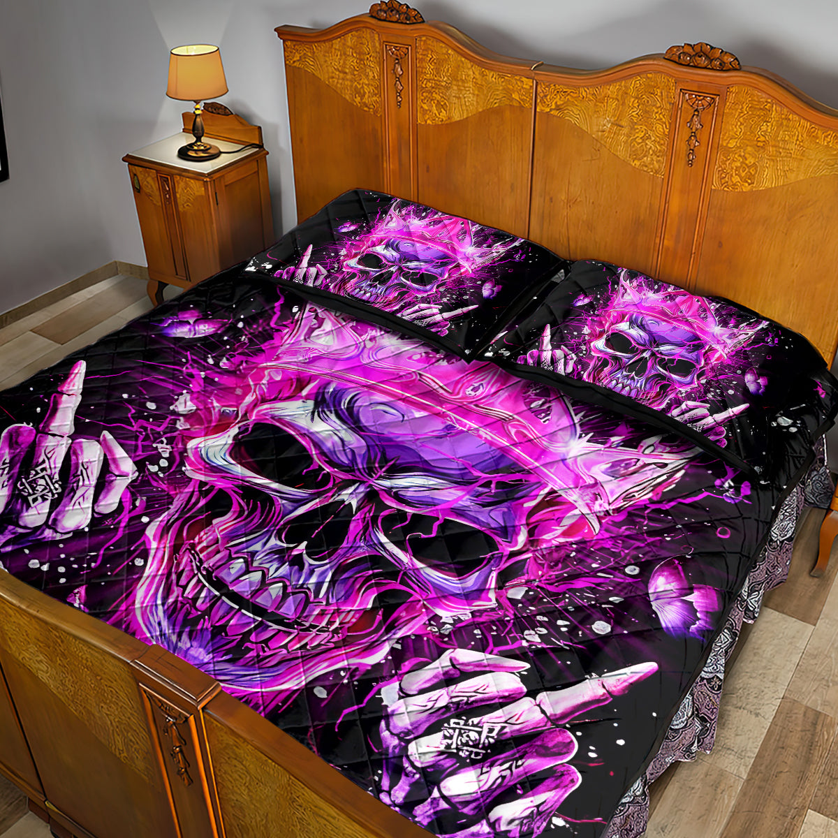 Queen Skull Quilt Bed Set Bitch I'm Not A Princess I'm The Fucking Queen - Wonder Print Shop