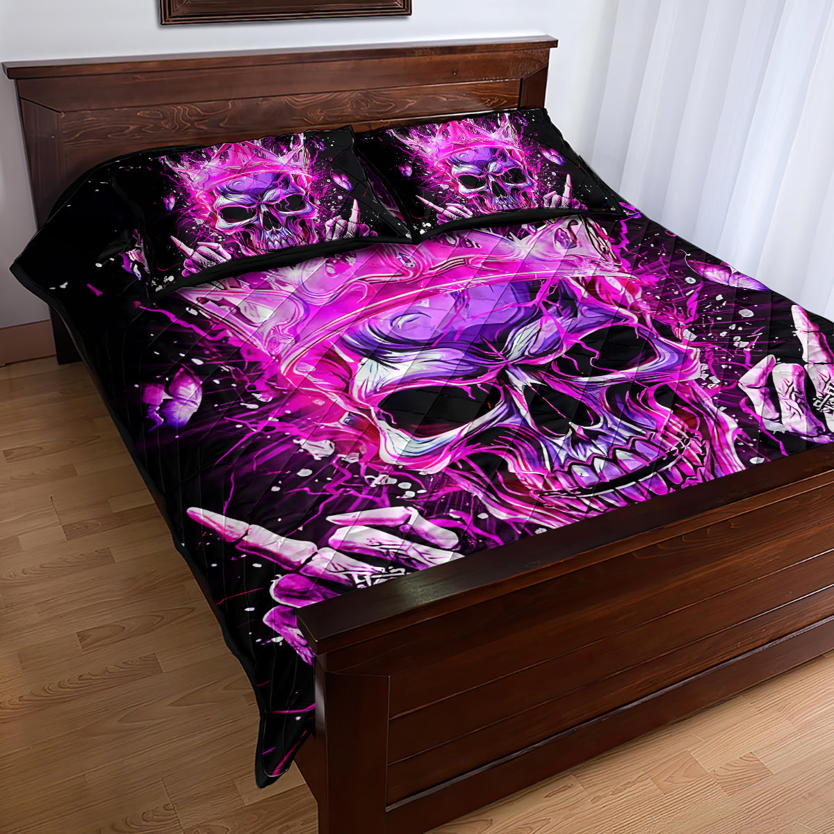 Queen Skull Quilt Bed Set Bitch I'm Not A Princess I'm The Fucking Queen - Wonder Print Shop