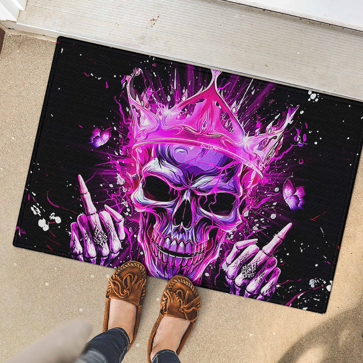Queen Skull Rubber Doormat Bitch I'm Not A Princess I'm The Fucking Queen - Wonder Print Shop