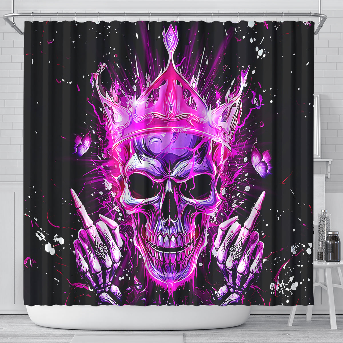 Queen Skull Shower Curtain Bitch I'm Not A Princess I'm The Fucking Queen