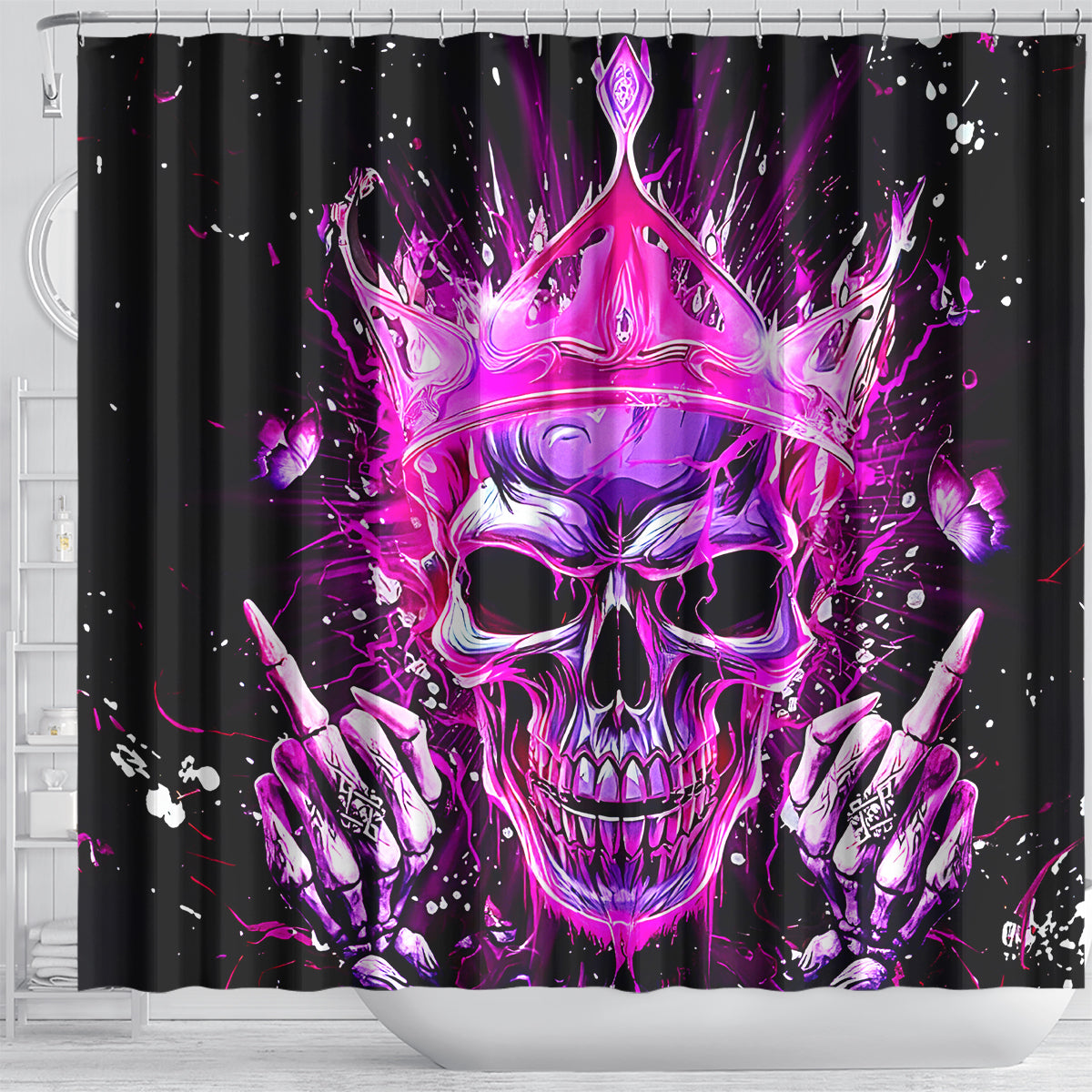Queen Skull Shower Curtain Bitch I'm Not A Princess I'm The Fucking Queen
