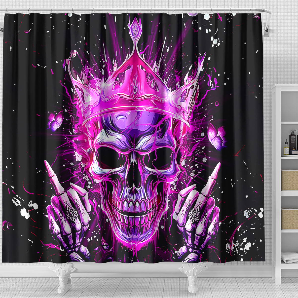 Queen Skull Shower Curtain Bitch I'm Not A Princess I'm The Fucking Queen