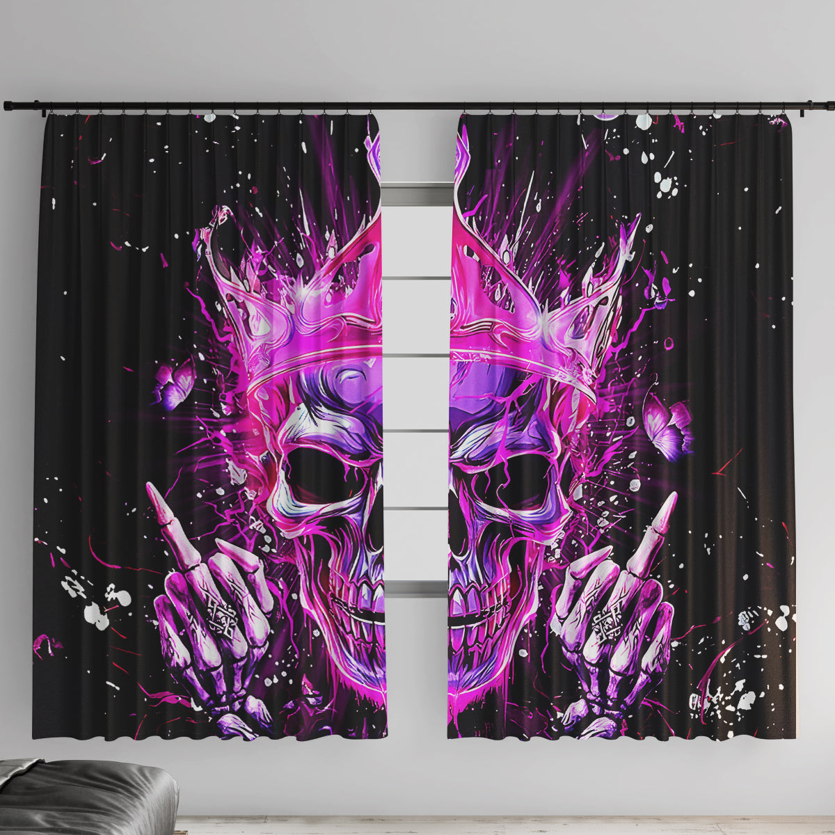 Queen Skull Window Curtain Bitch I'm Not A Princess I'm The Fucking Queen - Wonder Print Shop