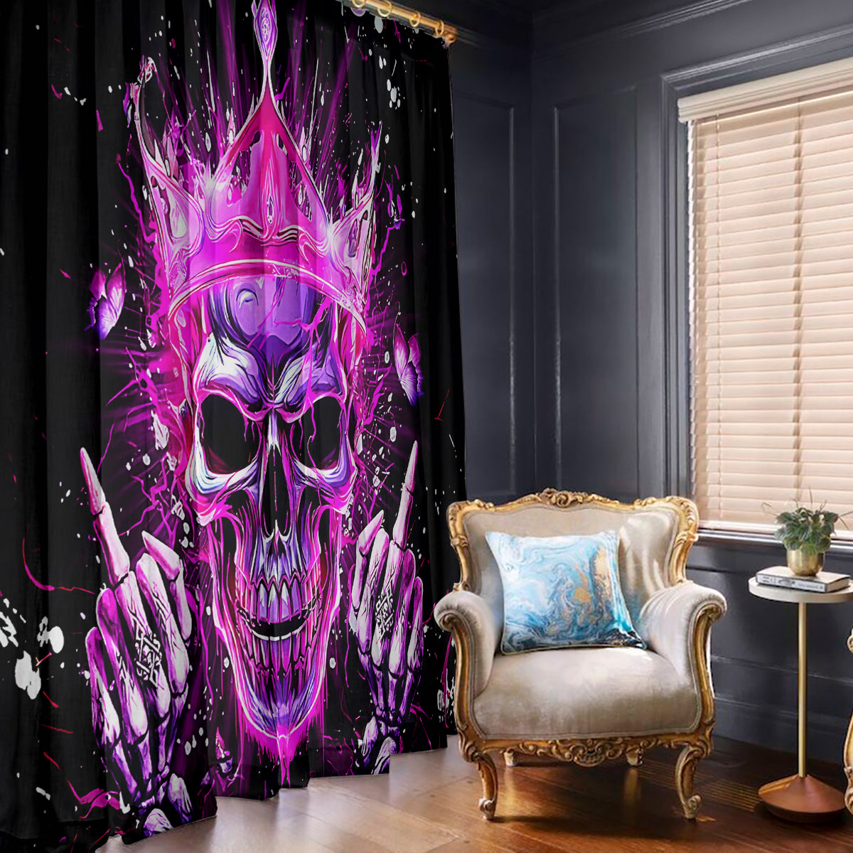 Queen Skull Window Curtain Bitch I'm Not A Princess I'm The Fucking Queen - Wonder Print Shop