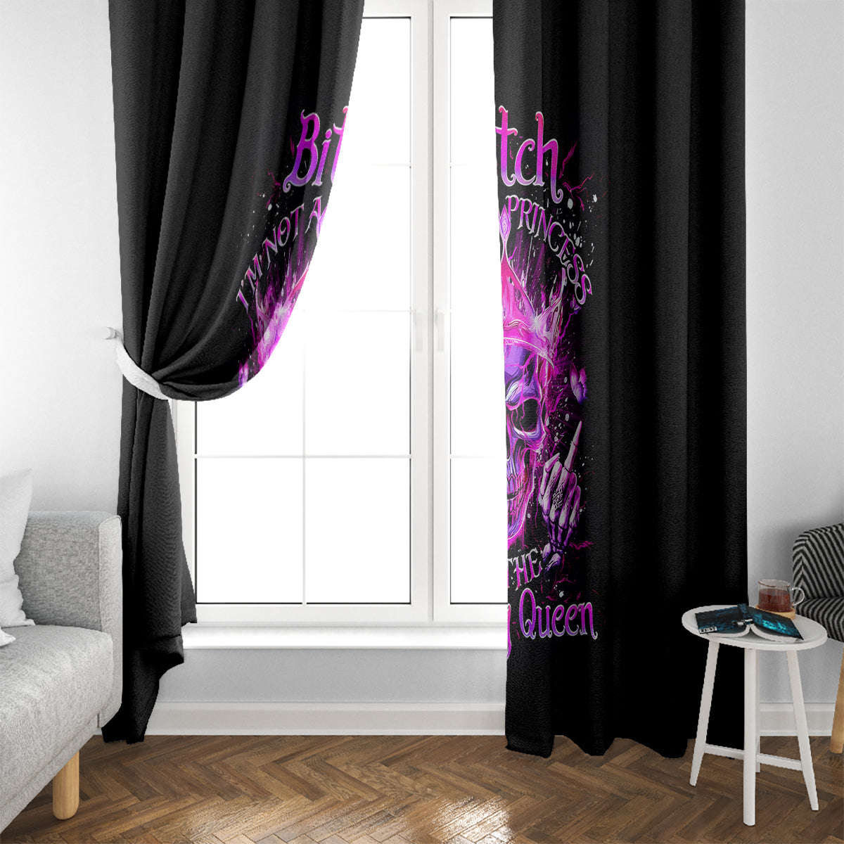 Queen Skull Window Curtain Bitch I'm Not A Princess I'm The Fucking Queen - Wonder Print Shop