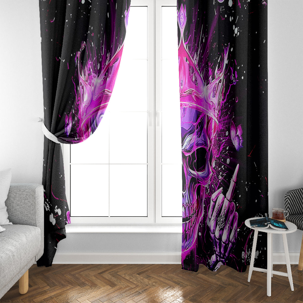 Queen Skull Window Curtain Bitch I'm Not A Princess I'm The Fucking Queen - Wonder Print Shop