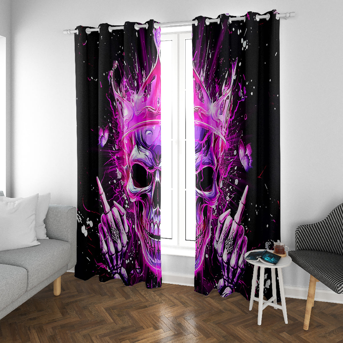 Queen Skull Window Curtain Bitch I'm Not A Princess I'm The Fucking Queen - Wonder Print Shop