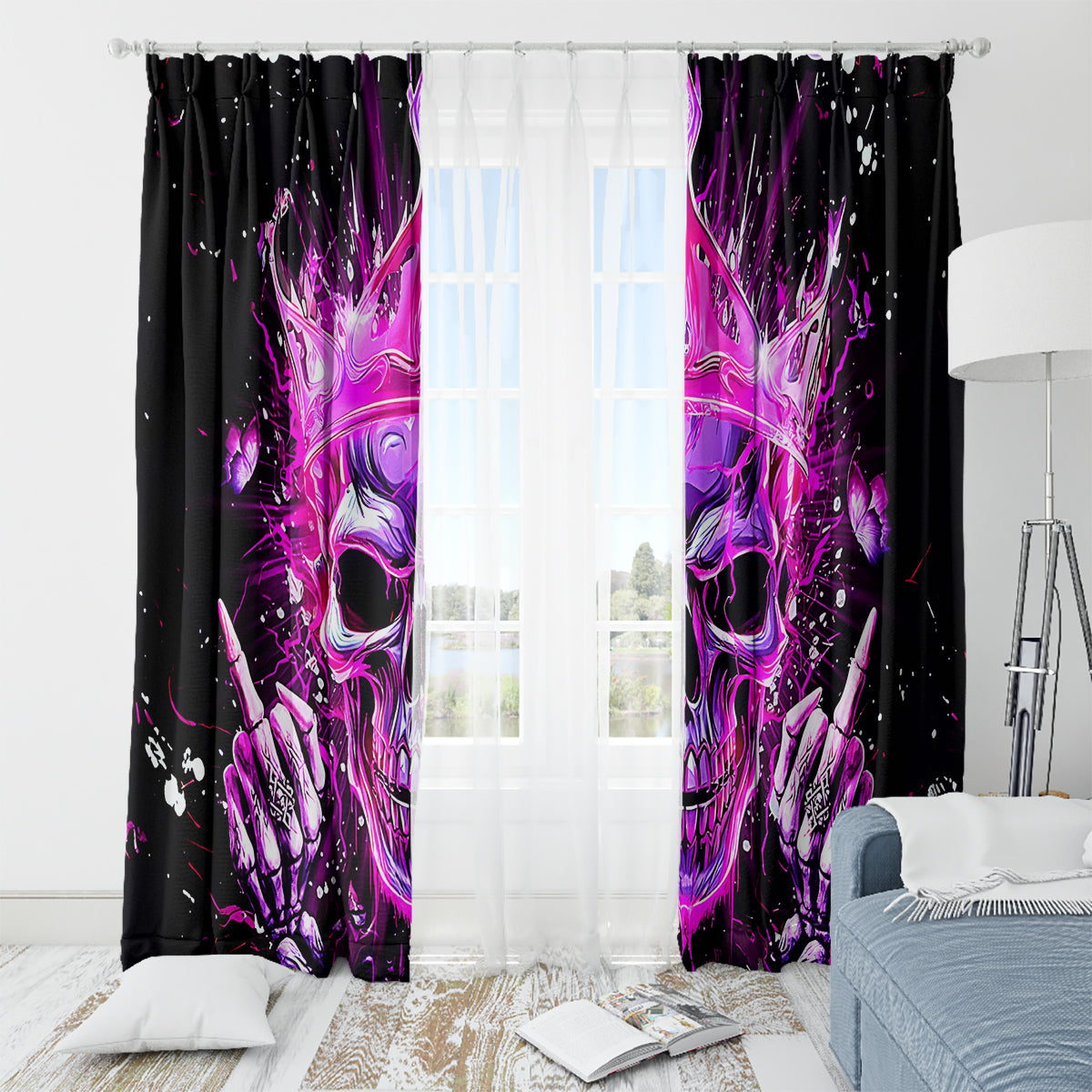 Queen Skull Window Curtain Bitch I'm Not A Princess I'm The Fucking Queen - Wonder Print Shop