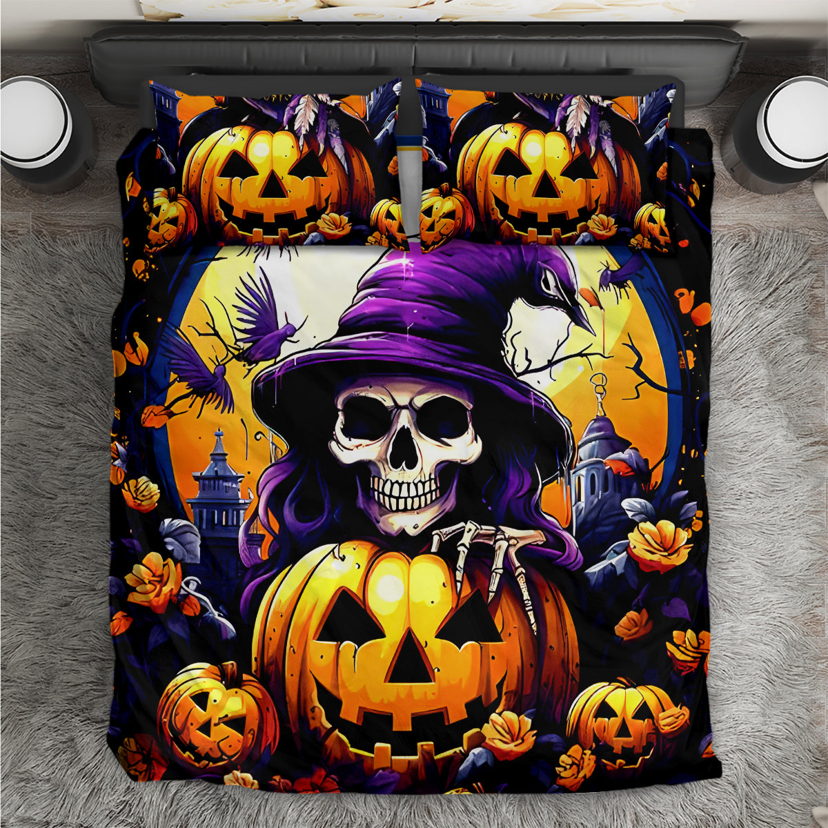 Pumpkin Witch Skull Bedding Set In My Defense The Moon Was Full And I Was Left Unsupervided