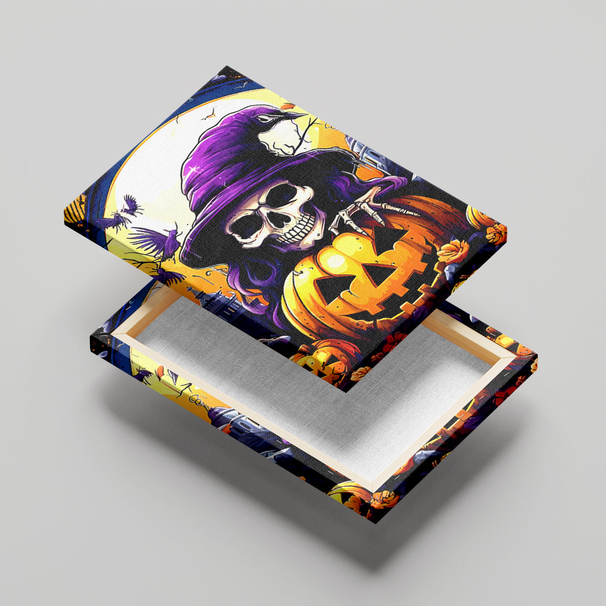 Pumpkin Witch Skull Canvas Wall Art In My Defense The Moon Was Full And I Was Left Unsupervided - Wonder Print Shop