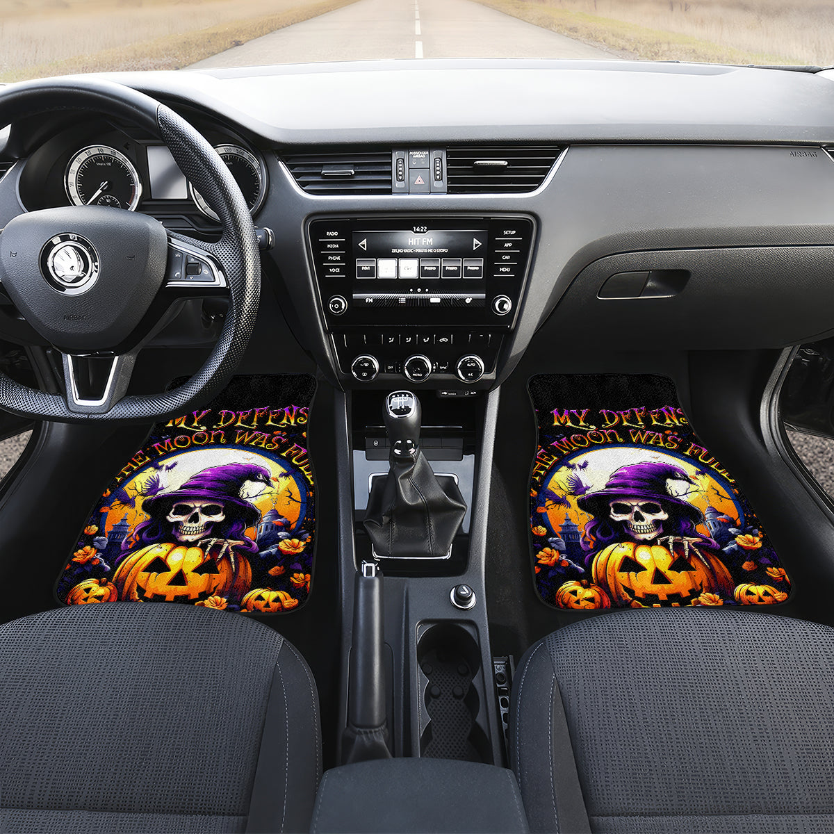 Pumpkin Witch Skull Car Mats In My Defense The Moon Was Full And I Was Left Unsupervided - Wonder Print Shop
