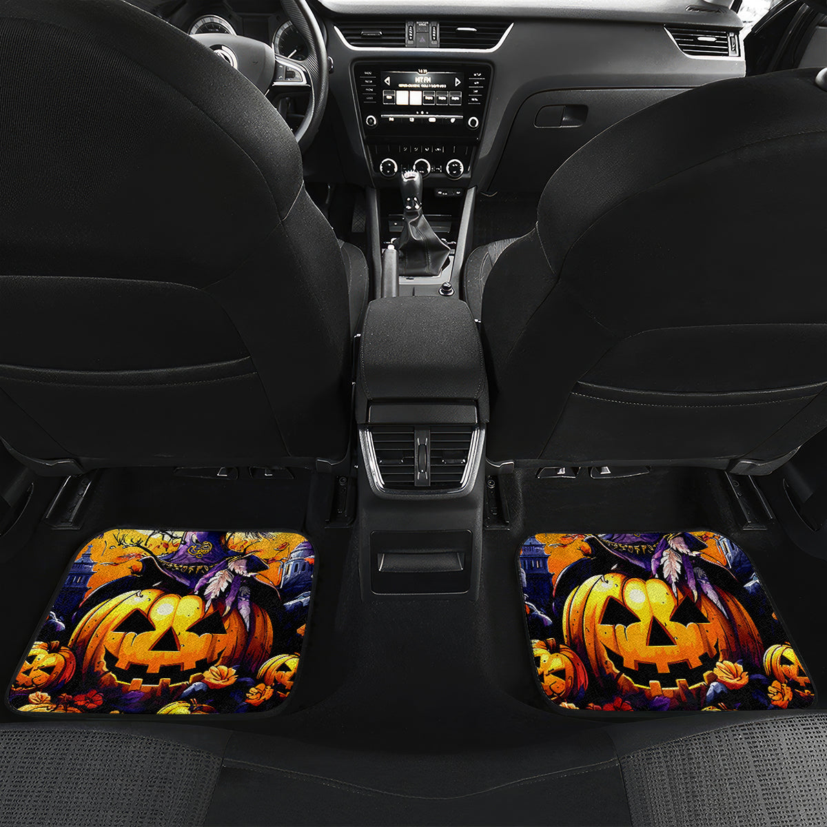 Pumpkin Witch Skull Car Mats In My Defense The Moon Was Full And I Was Left Unsupervided - Wonder Print Shop
