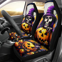 Pumpkin Witch Skull Car Seat Cover In My Defense The Moon Was Full And I Was Left Unsupervided - Wonder Print Shop