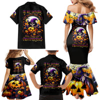 Pumpkin Witch Skull Family Matching Mermaid Dress and Hawaiian Shirt In My Defense The Moon Was Full And I Was Left Unsupervided - Wonder Print Shop