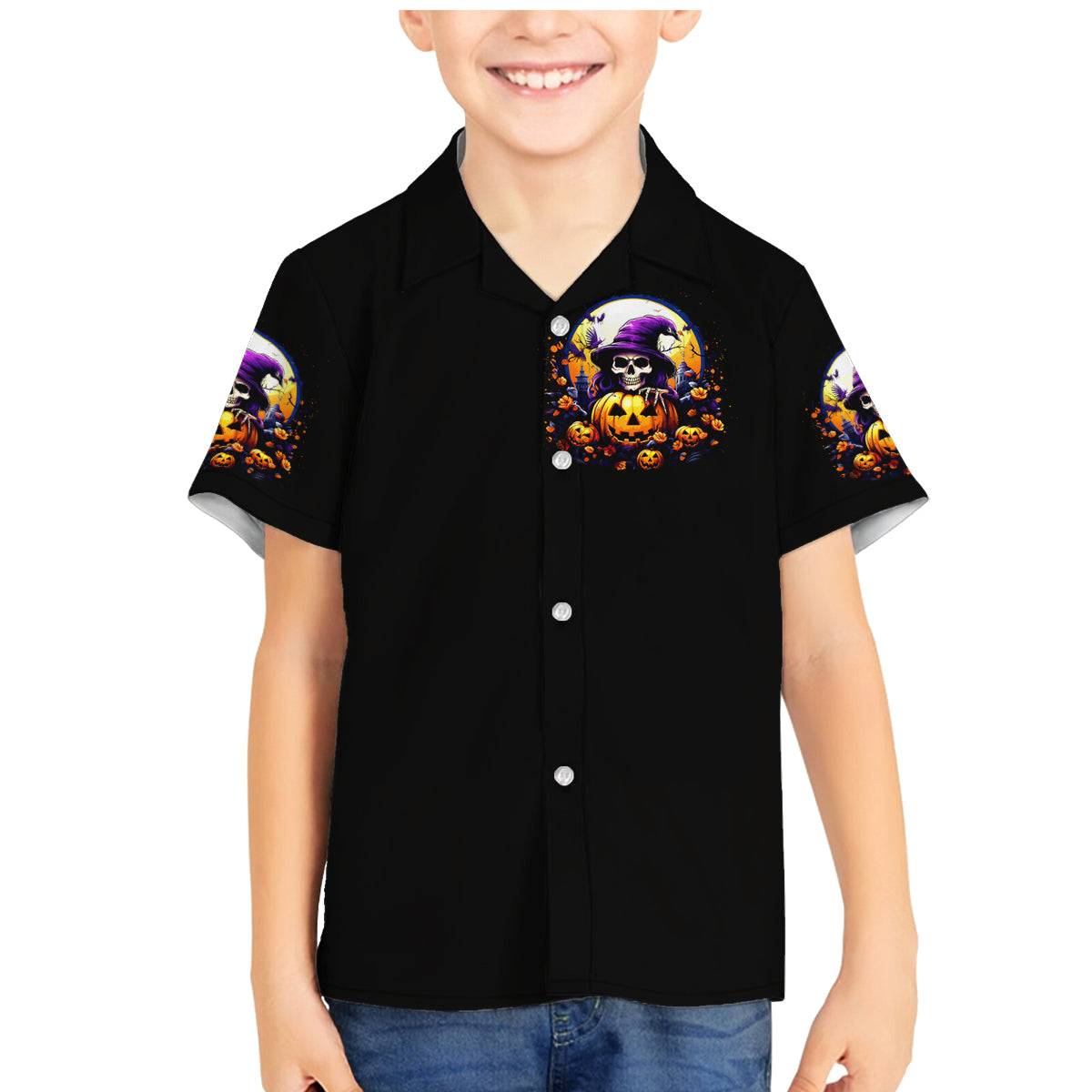 Pumpkin Witch Skull Family Matching Mermaid Dress and Hawaiian Shirt In My Defense The Moon Was Full And I Was Left Unsupervided - Wonder Print Shop