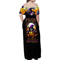 Pumpkin Witch Skull Family Matching Off Shoulder Maxi Dress and Hawaiian Shirt In My Defense The Moon Was Full And I Was Left Unsupervided - Wonder Print Shop