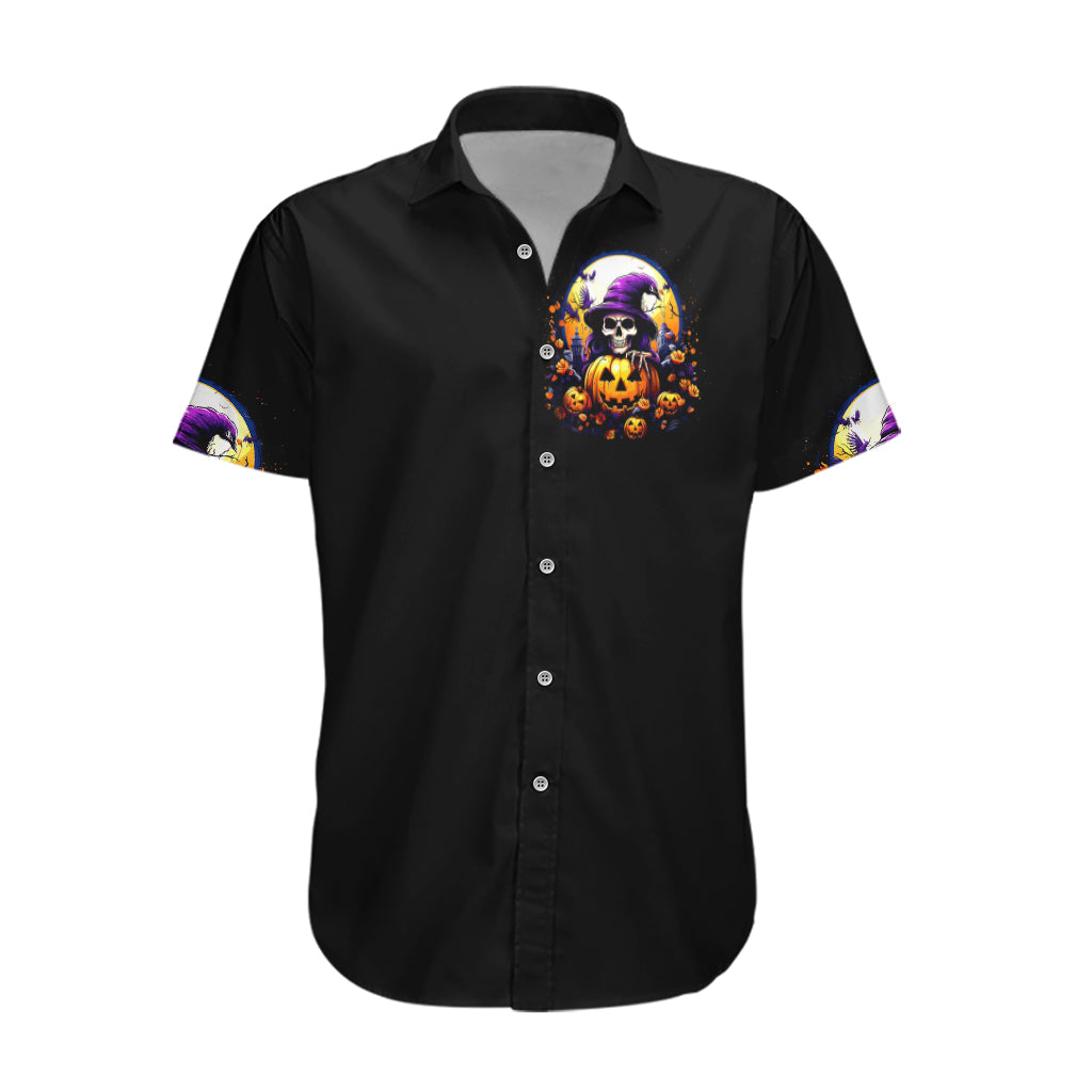 Pumpkin Witch Skull Hawaiian Shirt In My Defense The Moon Was Full And I Was Left Unsupervided - Wonder Print Shop