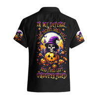 Pumpkin Witch Skull Hawaiian Shirt In My Defense The Moon Was Full And I Was Left Unsupervided - Wonder Print Shop