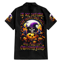 Pumpkin Witch Skull Hawaiian Shirt In My Defense The Moon Was Full And I Was Left Unsupervided - Wonder Print Shop