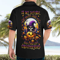 Pumpkin Witch Skull Hawaiian Shirt In My Defense The Moon Was Full And I Was Left Unsupervided - Wonder Print Shop