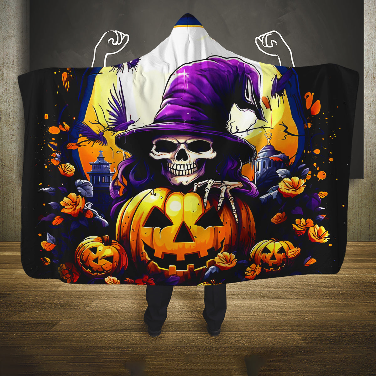 Pumpkin Witch Skull Hooded Blanket In My Defense The Moon Was Full And I Was Left Unsupervided