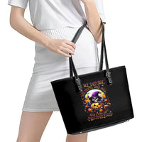 Pumpkin Witch Skull Leather Tote Bag In My Defense The Moon Was Full And I Was Left Unsupervided - Wonder Print Shop
