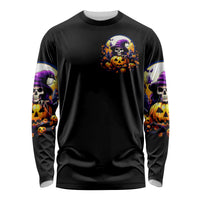 Pumpkin Witch Skull Long Sleeve Shirt In My Defense The Moon Was Full And I Was Left Unsupervided - Wonder Print Shop