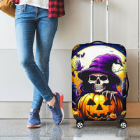 Pumpkin Witch Skull Luggage Cover In My Defense The Moon Was Full And I Was Left Unsupervided - Wonder Print Shop