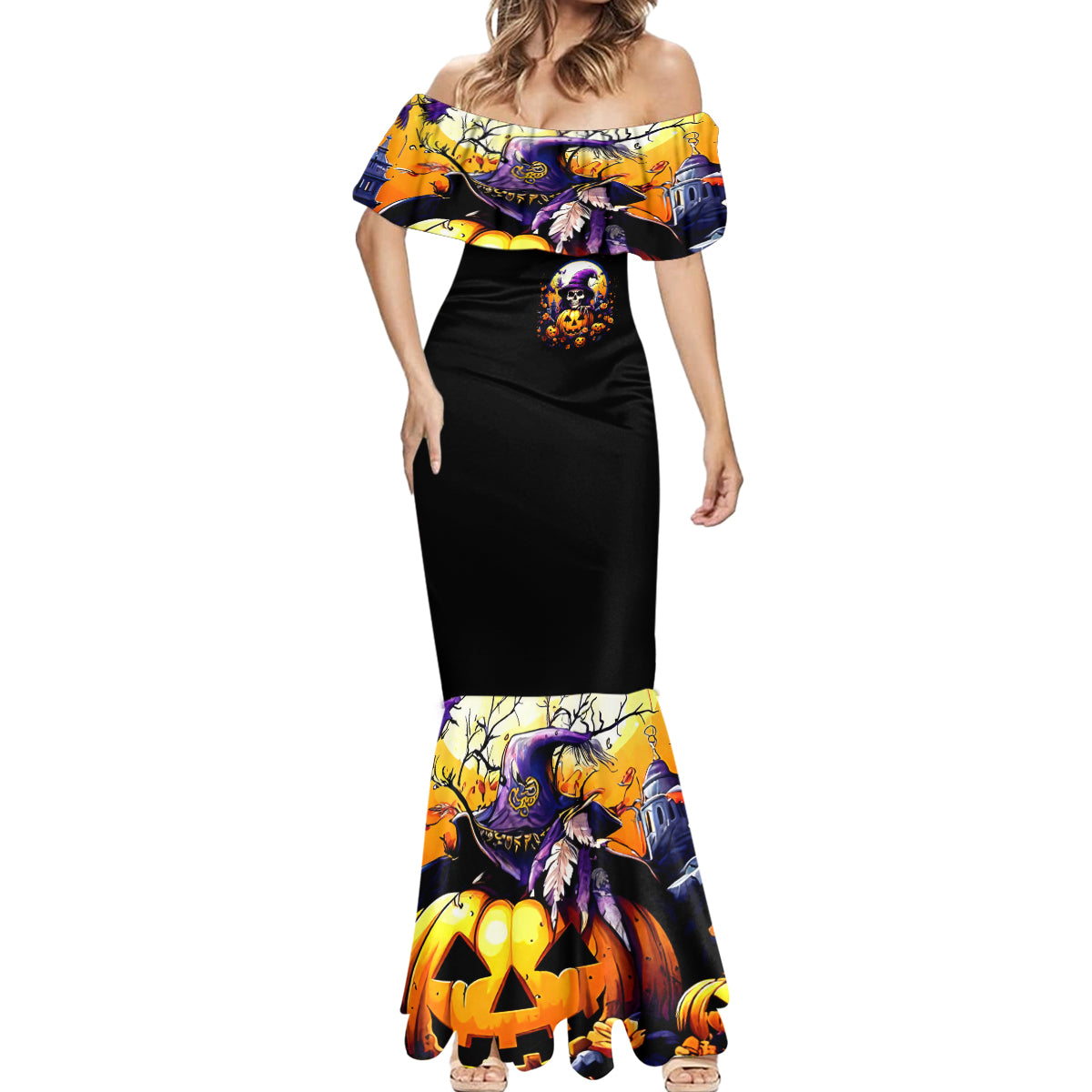 Pumpkin Witch Skull Mermaid Dress In My Defense The Moon Was Full And I Was Left Unsupervided - Wonder Print Shop
