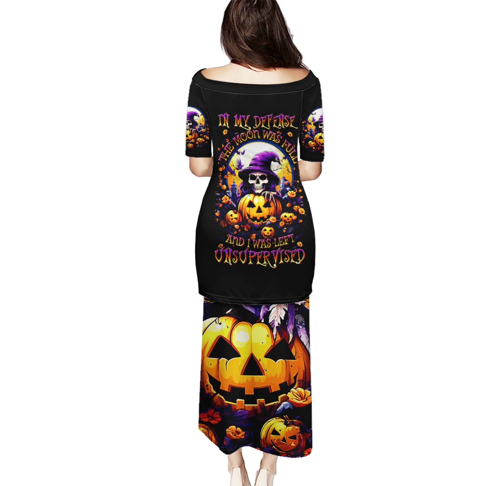 Pumpkin Witch Skull Puletasi In My Defense The Moon Was Full And I Was Left Unsupervided - Wonder Print Shop