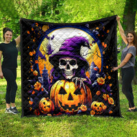 Pumpkin Witch Skull Quilt In My Defense The Moon Was Full And I Was Left Unsupervided - Wonder Print Shop